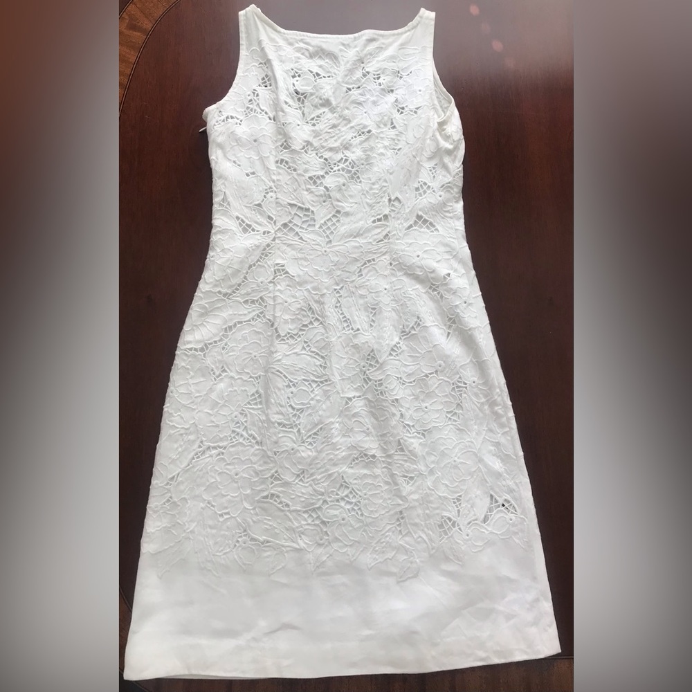 Ann Taylor White Lace Sleeveless Dress